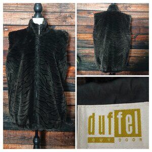 Duffel M Vintage Faux Fur Vest Oversized Full Zip Pockets Brown Tiger Canada